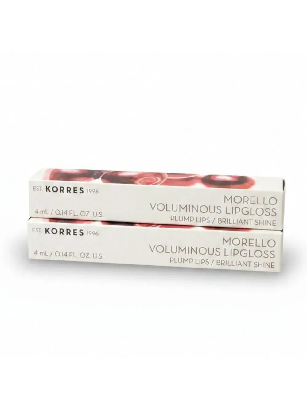 KORRES Morello Lip Gloss 58 Bloody Cherry 4ml NIB 2 x bundle